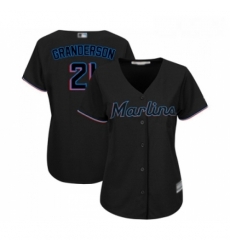 Womens Miami Marlins 21 Curtis Granderson Replica Black Alternate 2 Cool Base Baseball Jersey 