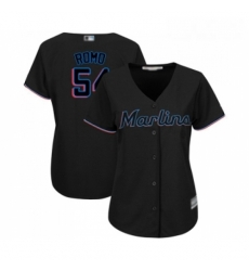 Womens Miami Marlins 54 Sergio Romo Replica Black Alternate 2 Cool Base Baseball Jersey 