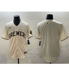 Men Milwaukee Brewers Blank Cream Home Limited Stitched Jersey