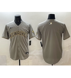 Men Milwaukee Brewers Blank Grey Home Limited Stitched Jersey Men Milwaukee Brewers Blank Grey Home Limited Stitched Jersey