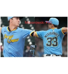 Men Milwaukee Brewers Brewers Misiorowski #32 Light Blue Color Stitched MLB jersey Men Milwaukee Brewers Brewers Misiorowski #32 Light Blue Color Stitched MLB jersey