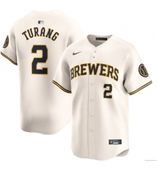 Men Milwaukee Brewers Brice Turang #2 Nike Cream Home Limited Stitched Jersey