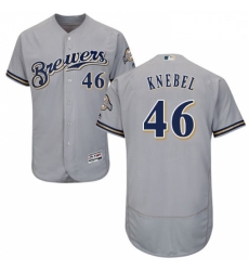 Mens Majestic Milwaukee Brewers 46 Corey Knebel Grey Flexbase Authentic Collection MLB Jersey