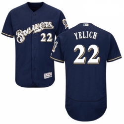 Mens Milwaukee Brewers 22 Christian Yelich Navy Blue Flexbase Authentic Collection Stitched MLB Jersey