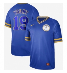 Mens Nike Milwaukee Brewers 19 Robin Yount Royal Authentic Cooperstown Collection Stitched Baseball Jerse