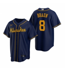 Mens Nike Milwaukee Brewers 8 Ryan Braun Navy Alternate Stitched Baseball Jerse