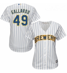 Womens Majestic Milwaukee Brewers 49 Yovani Gallardo Replica White Alternate Cool Base MLB Jersey 