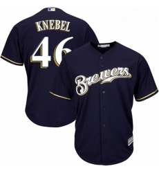 Youth Majestic Milwaukee Brewers 46 Corey Knebel Replica Navy Blue Alternate Cool Base MLB Jersey 