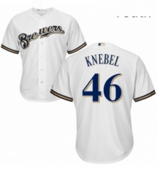 Youth Majestic Milwaukee Brewers 46 Corey Knebel Replica White Home Cool Base MLB Jersey 