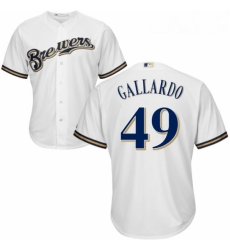 Youth Majestic Milwaukee Brewers 49 Yovani Gallardo Authentic White Home Cool Base MLB Jersey 