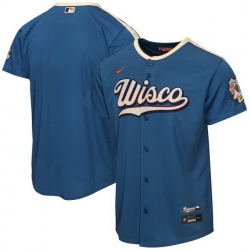 Youth Milwaukee Brewers Blank Mineral Blue 2026 City Connect Stadium Stitched Baseball Jersey