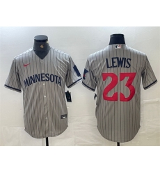 Men Minnesota Twins 23 Royce Lewis Grey Cool Base Stitched Baseball Jersey