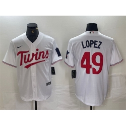 Men Minnesota Twins 49 Pablo Lopez White Cool Base Stitched Jersey