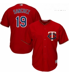 Mens Majestic Minnesota Twins 19 Anibal Sanchez Replica Scarlet Alternate Cool Base MLB Jersey 