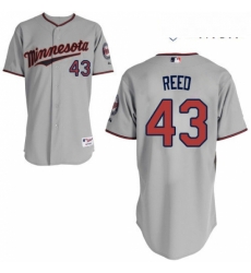 Mens Majestic Minnesota Twins 43 Addison Reed Replica Grey Road Cool Base MLB Jersey 