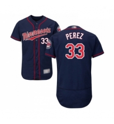 Mens Minnesota Twins 33 Martin Perez Navy Blue Alternate Flex Base Authentic Collection Baseball Jersey