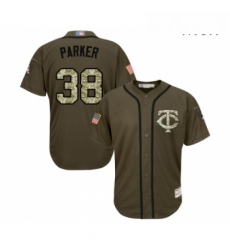 Mens Minnesota Twins 38 Blake Parker Authentic Green Salute to Service Baseball Jersey 