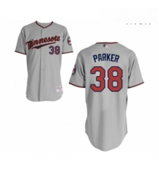 Mens Minnesota Twins 38 Blake Parker Authentic Grey Road Cool Base Baseball Jersey 