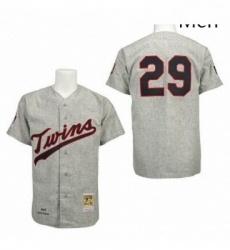 Mens Mitchell and Ness 1969 Minnesota Twins 29 Rod Carew Replica Grey Throwback MLB Jersey