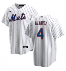 Men New York Mets 4 Francisco  C1lvarez White Cool Base Stitched Baseball Jersey