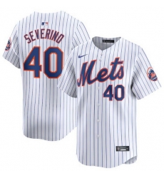 Men New York Mets 40 Luis Severino White 2024 Home Limited Stitched Baseball Jersey