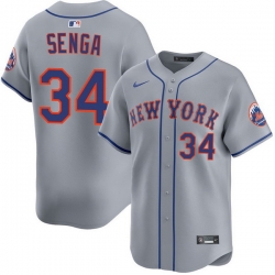 Men New York Mets Kodai Senga 34 Gray Flex Base Stitched Jersey