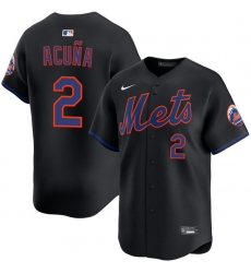 Men New York Mets Nike Luisangel Acuna #2 Black Home Stitched Player Jersey