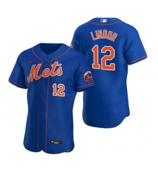 Men Nike New York Mets Francisco Lindor Blue Flex Base Stitched Jersey