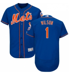 Mens Majestic New York Mets 1 Mookie Wilson Royal Blue Alternate Flex Base Authentic Collection MLB Jersey 