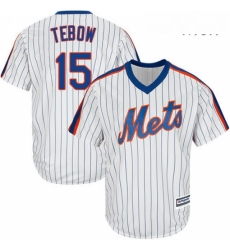 Mens Majestic New York Mets 15 Tim Tebow Replica White Alternate Cool Base MLB Jersey