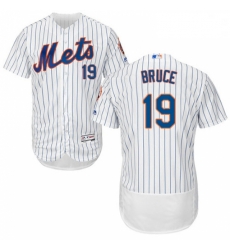 Mens Majestic New York Mets 19 Jay Bruce White Home Flex Base Authentic Collection MLB Jersey