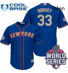 Mens Majestic New York Mets 33 Matt Harvey Replica Royal Blue Alternate Road Cool Base 2015 World Series MLB Jersey