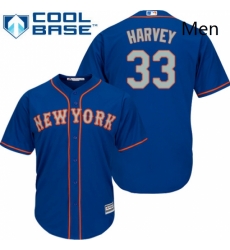 Mens Majestic New York Mets 33 Matt Harvey Replica Royal Blue Alternate Road Cool Base MLB Jersey