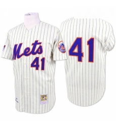 Mens Mitchell and Ness New York Mets 41 Tom Seaver Replica WhiteBlue Strip Throwback MLB Jersey