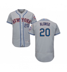 Mens New York Mets 20 Pete Alonso Grey Road Flex Base Authentic Collection Baseball Jersey