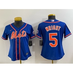 Women New York Mets 5 David Wright Royal Cool Base Stitched Baseball Jersey