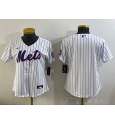 Women New York Mets Blank White Cool Base Stitched Baseball Jersey