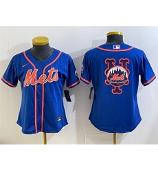 Women New York Mets Team Big Logo Royal Cool Base Stitched Baseball Jersey 1