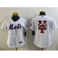 Women New York Mets Team Big Logo White Cool Base Stitched Baseball Jersey