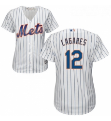 Womens Majestic New York Mets 12 Juan Lagares Replica White Home Cool Base MLB Jersey