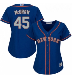 Womens Majestic New York Mets 45 Tug McGraw Authentic Royal Blue Alternate Road Cool Base MLB Jersey