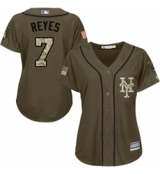 Womens Majestic New York Mets 7 Jose Reyes Replica Green Salute to Service MLB Jersey