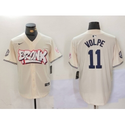 Men New York Yankees 11 Anthony Volpe Cream The Bronx Graffiti V2 Vapor Limited Stitched Baseball Jersey 2