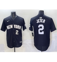 Men New York Yankees 2 Derek Jeter Black Limited Stitched Baseball Jersey