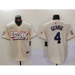 Men New York Yankees 4  Lou Gehrig The Bronx Graffiti V2 Vapor Limited Stitched Baseball Jersey 2