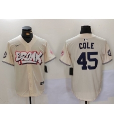 Men New York Yankees 45 Gerrit ColeCream The Bronx Graffiti V2 Vapor Limited Stitched Baseball Jersey 5