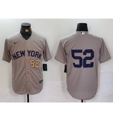 Men New York Yankees 52 CC Sabathia Grey Cool Base Stitched Baseball Jersey 1