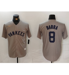 Men New York Yankees 8 Barra Grey Cool Base Stitched Baseball Jersey