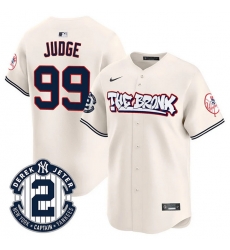 Men New York Yankees 99 Aaron Judge Cream The Bronx Graffiti V2 Vapor Limited Stitched Baseball Jersey