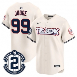 Men New York Yankees 99 Aaron Judge Cream The Bronx Graffiti V2 Vapor Limited Stitched Baseball Jersey